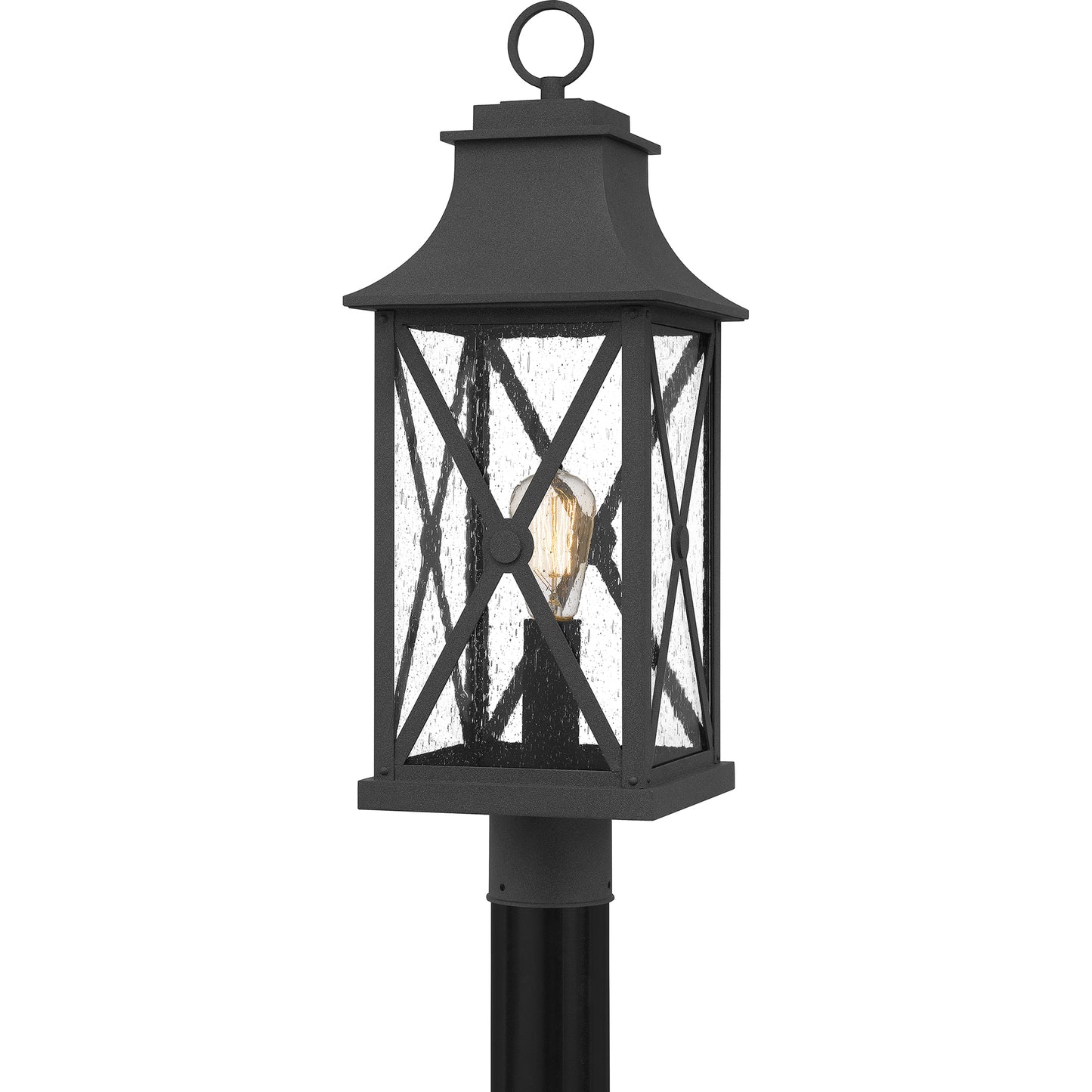 Quoizel Ellerbee 1 Light Outdoor Post Lantern, Mottled Black - ELB9009MB