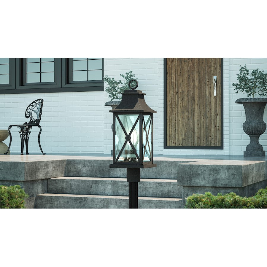 Quoizel Ellerbee 1 Light Outdoor Post Lantern, Mottled Black