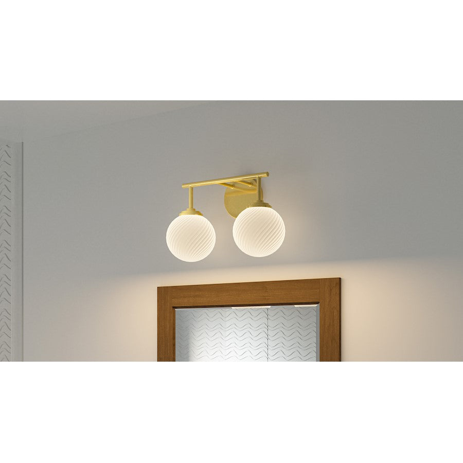 2 Light Bathroom Vanity Light, Aged Brass