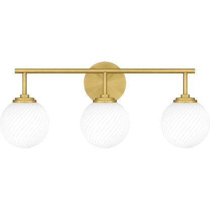 Quoizel Eloise 3 Light Bath Light, Aged Brass/Opal Etched Swirled - ELO8624AB