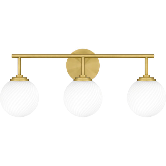 Quoizel Eloise 3 Light Bath Light, Aged Brass/Opal Etched Swirled - ELO8624AB