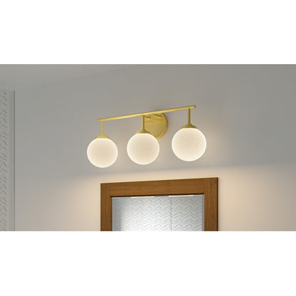 3 Light Bathroom Vanity Light, Aged Brass