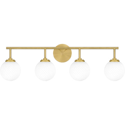 Quoizel Eloise 4 Light Bath Light, Aged Brass/Opal Etched Swirled - ELO8633AB