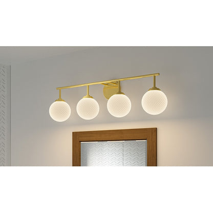 4 Light Bathroom Vanity Light, Aged Brass