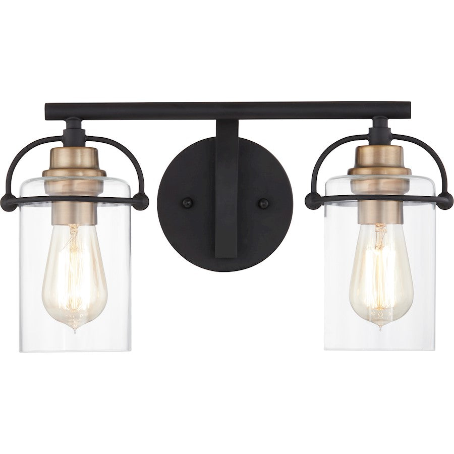 2 Light Bathroom Vanity Light, Matte Black