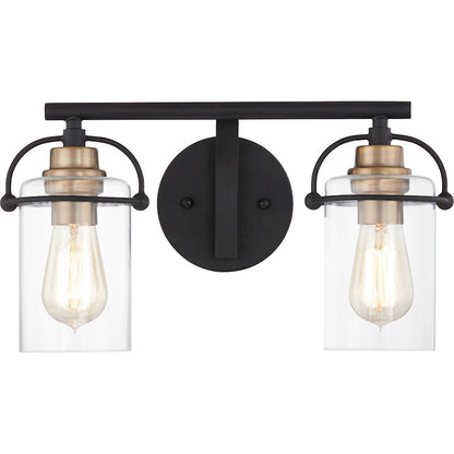 2 Light Bathroom Vanity Light, Matte Black