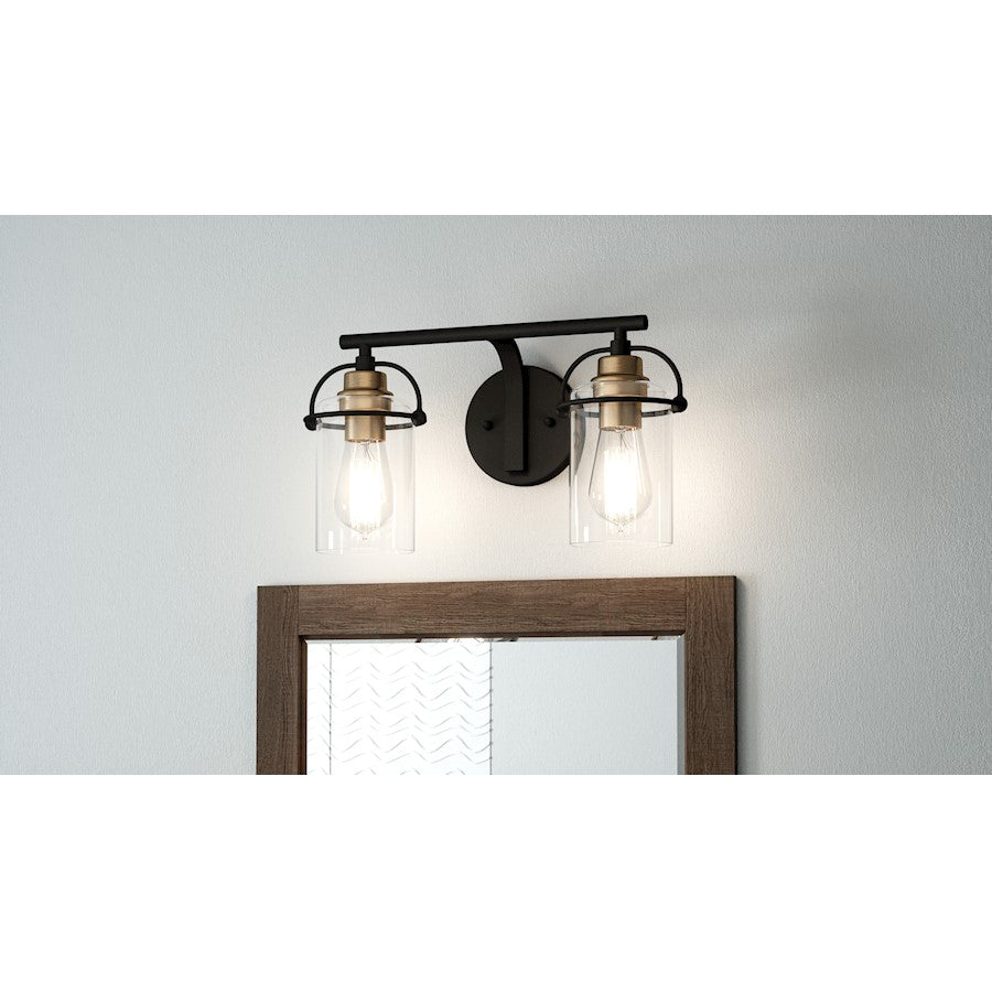 2 Light Bathroom Vanity Light, Matte Black