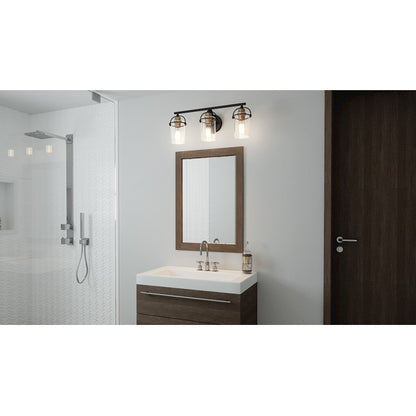 3 Light Bathroom Vanity Light, Matte Black