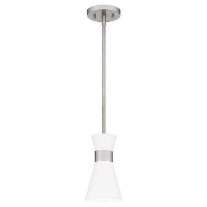 Quoizel Fremont 1 Light 9" Mini Pendant, Brushed Nickel/White Metal - FMT1505BN