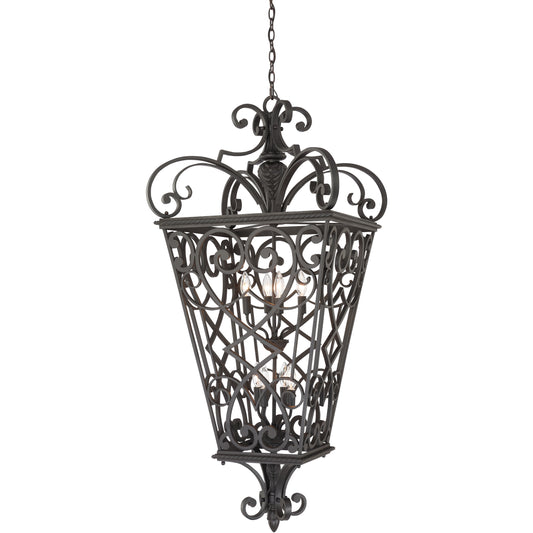 8 Light Fort Quinn Outdoor Pendant, Marcado Black