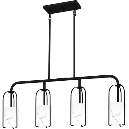 Quoizel Fairbanks 4 Light Island Light, Matte Black/Alabaster - FRB438MBK