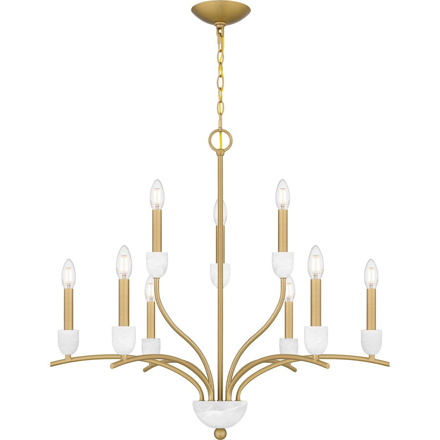 Quoizel Frida 9 Light Chandelier, Aged Brass - FRI5032AB