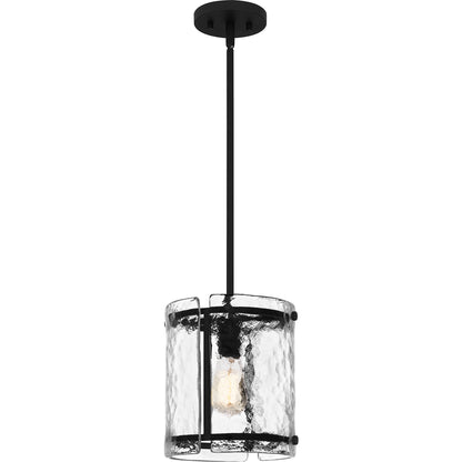 Quoizel Fortress 1 Light Mini Pendant, Earth Black/Clear Textured - FTS1509EK