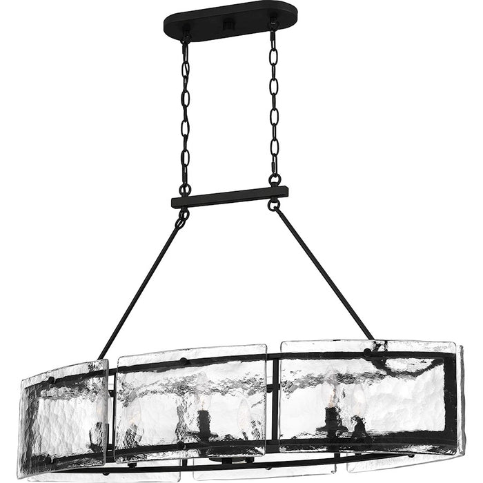 Quoizel Fortress 6 Light Island Light, Earth Black/Clear Textured