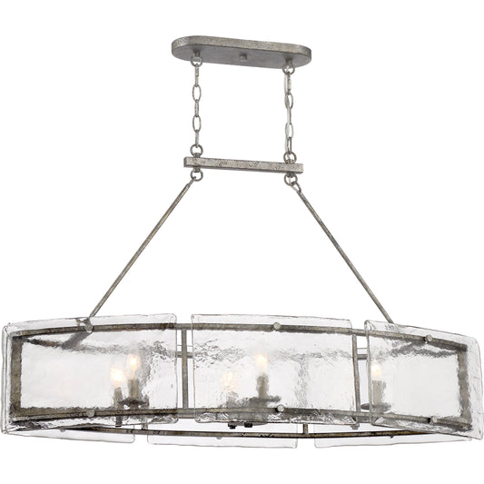 Quoizel Fortress Island Chandelier, Mottled Silver