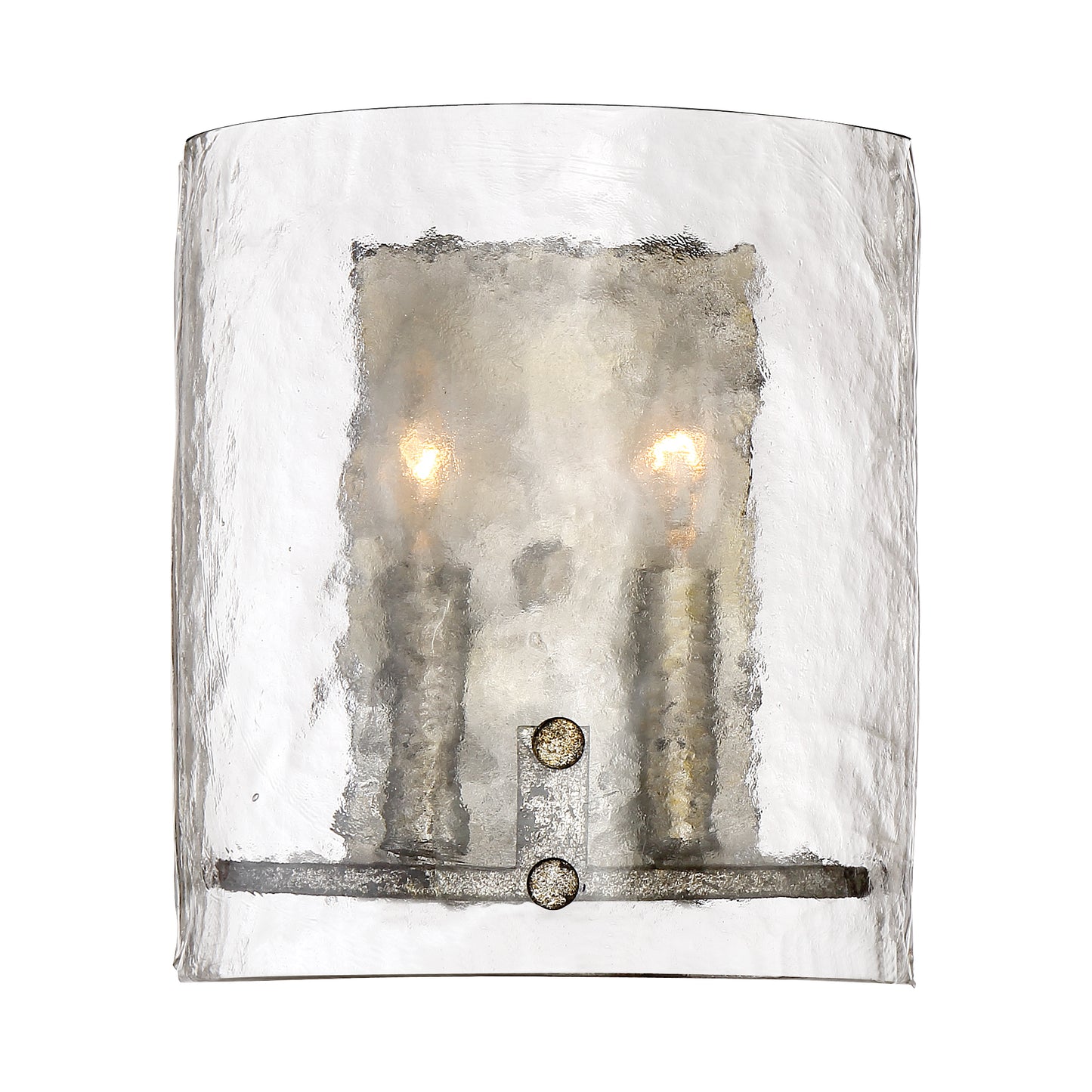 2 Light Fortress Wall Sconce, Mottled Silver