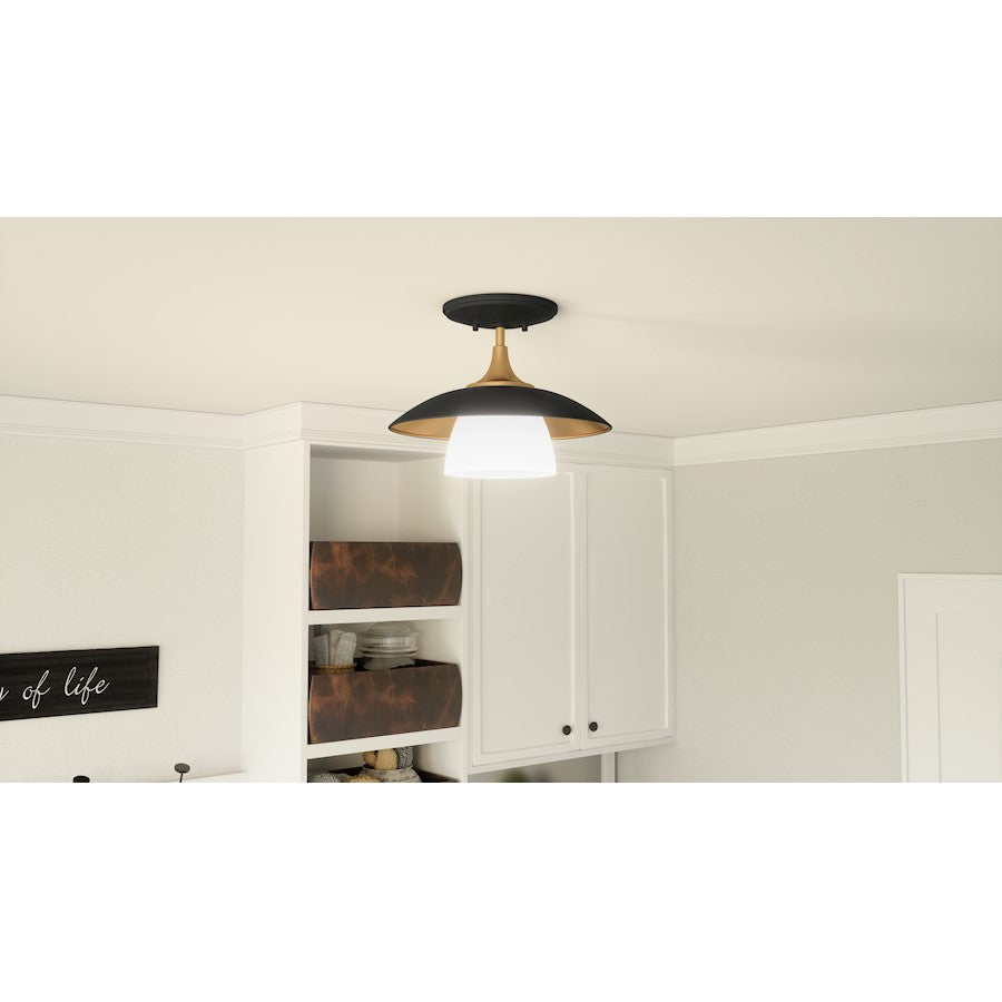 Quoizel Fayette 1 Light Semi-Flush Mount, Earth Black/Etched