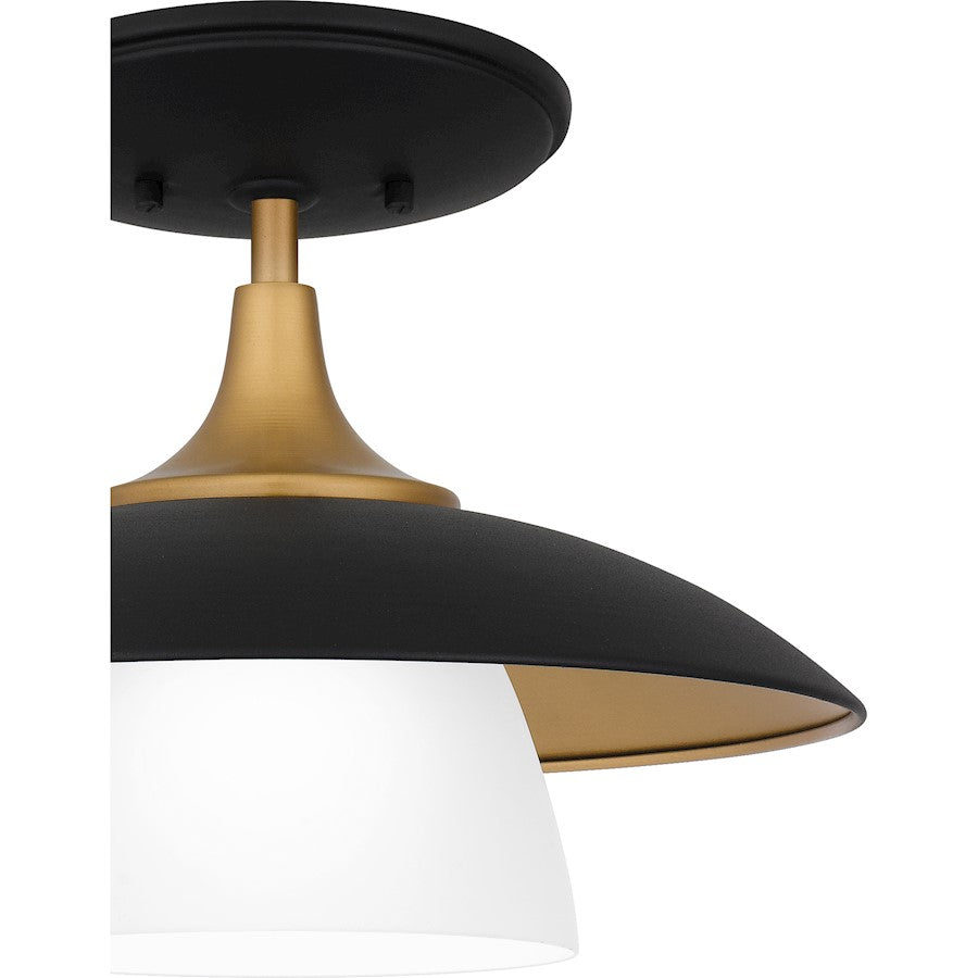 Quoizel Fayette 1 Light Semi-Flush Mount, Earth Black/Etched