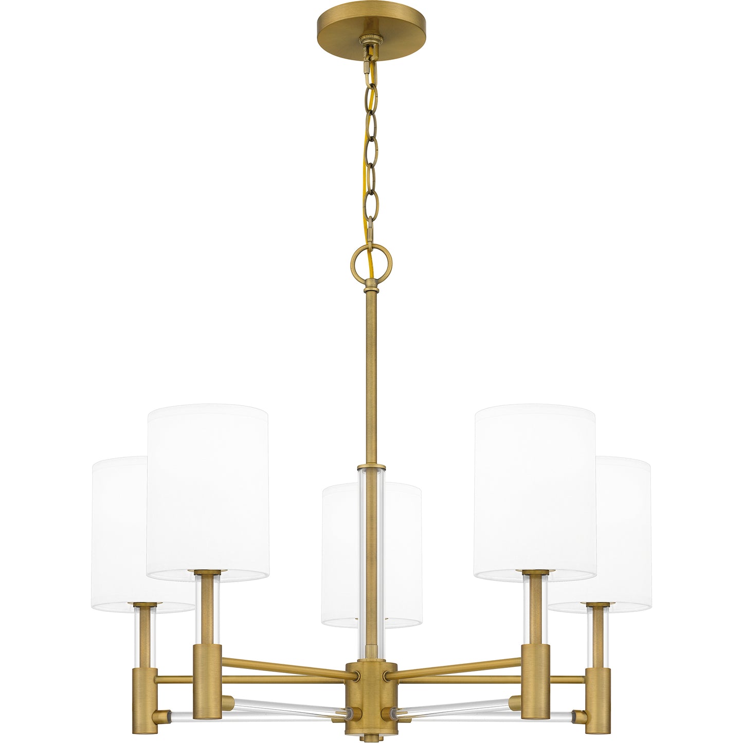 Quoizel Gretchen 5 Light Chandelier, Aged Brass/Off White Fabric - GCN5026AB