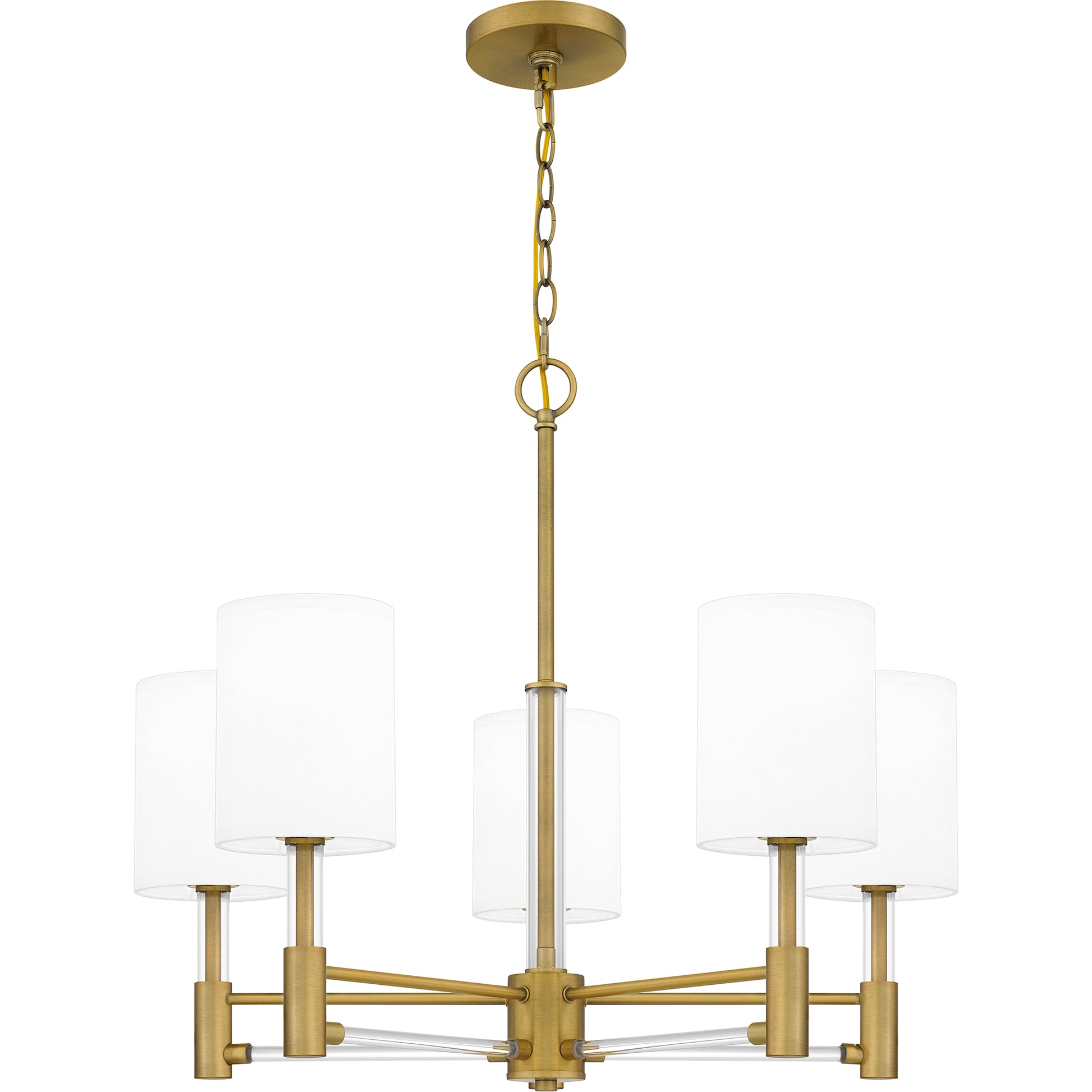 Quoizel Gretchen 5 Light Chandelier, Aged Brass/Off White Fabric - GCN5026AB