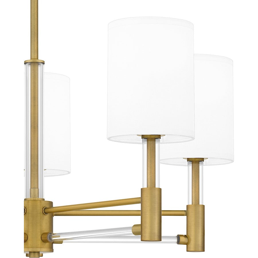 Quoizel Gretchen 5 Light Chandelier, Aged Brass/Off White Fabric