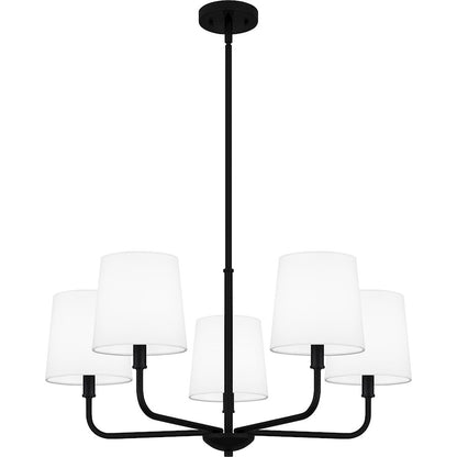 Quoizel Gallagher 5 Light Chandelier, Matte Black/White Fabric - GGR5028MBK