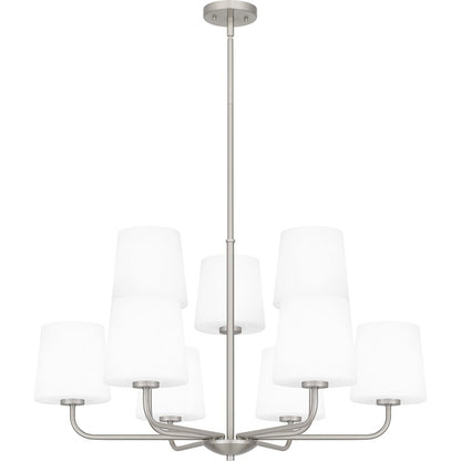 Quoizel Gallagher 9 Light Chandelier, Brushed Nickel/Opal Etched - GGR5032BN