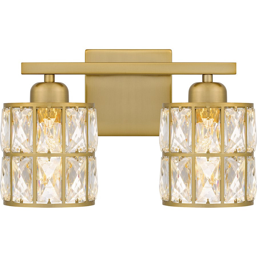 Quoizel Gibson 2 Light Bath Light, Aged Brass/Clear - GIB8613AB