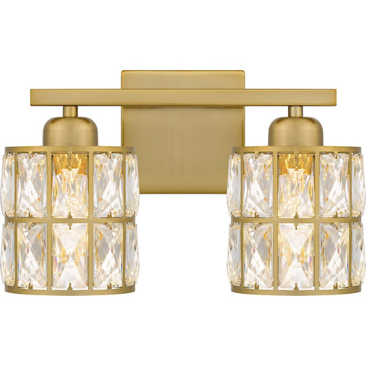 Quoizel Gibson 2 Light Bath Light, Aged Brass/Clear - GIB8613AB