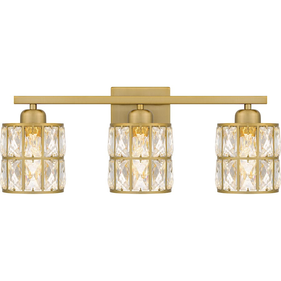 Quoizel Gibson 3 Light Bath Light, Aged Brass/Clear - GIB8622AB