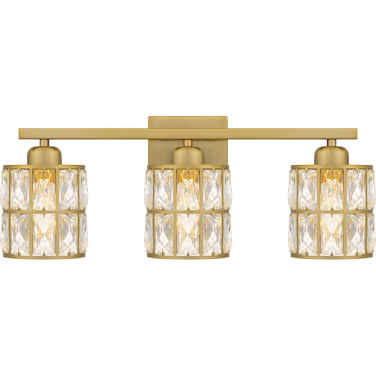 Quoizel Gibson 3 Light Bath Light, Aged Brass/Clear - GIB8622AB