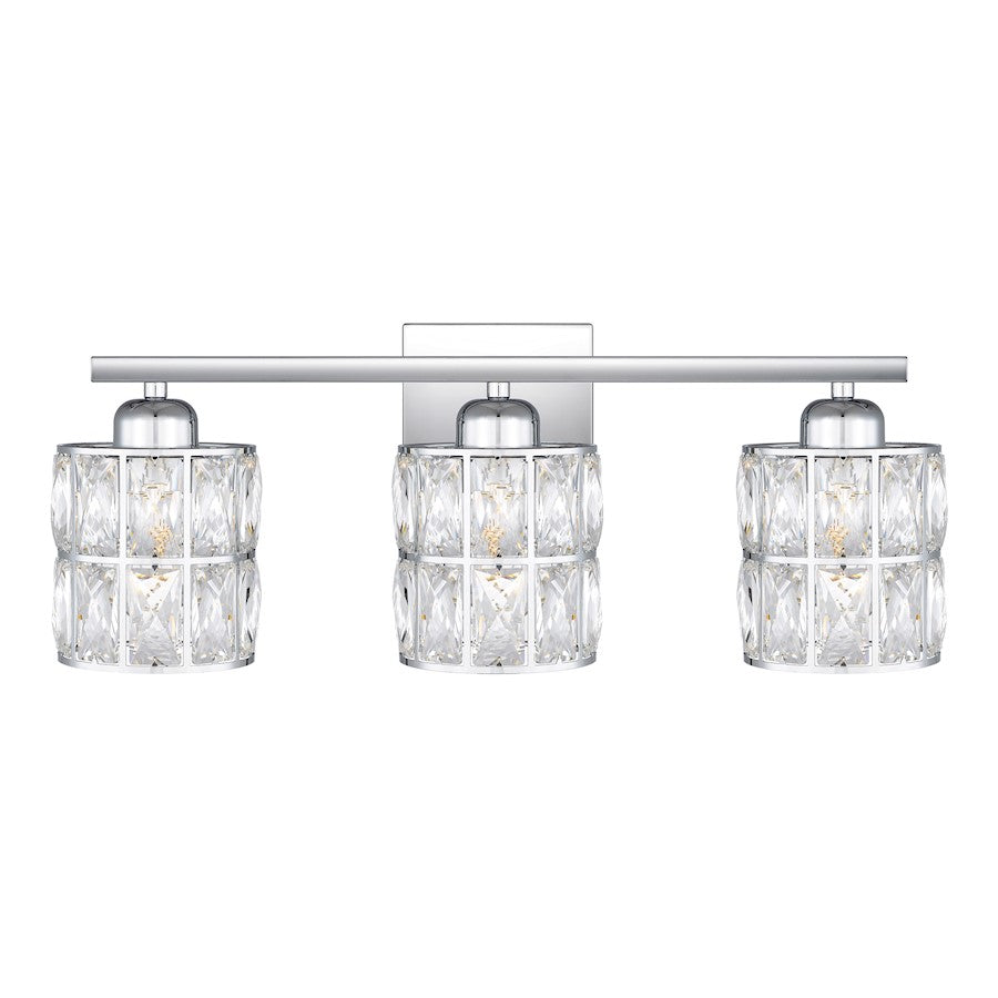 3 Light Bathroom Vanity Light, Polished Chrome