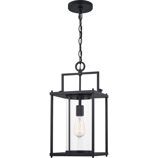 Quoizel Garrett 1 Light Mini Pendant, Matte Black/Clear - GRE1509MBK