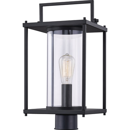 Quoizel Garrett 1 Light Outdoor Post, Matte Black/Clear Glass - GRE9009MBK