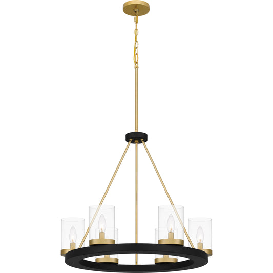 Quoizel Greeley 6 Light Chandelier, Matte Black/Clear - GRL5026MBK