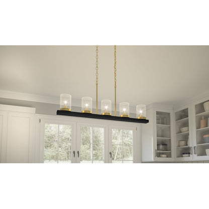 Quoizel Greeley 5 Light Island Light, Matte Black/Clear