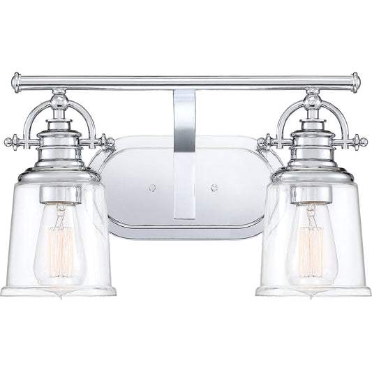 2 Light Bathroom Vanity Light, Polished Chrome