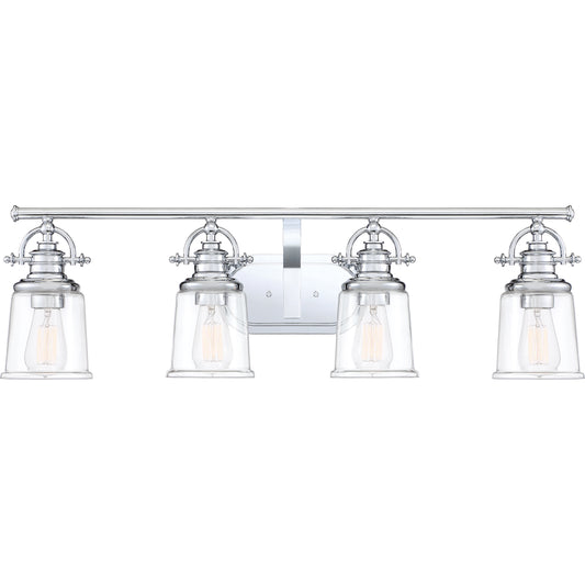 4 Light Bathroom Vanity Light, Polished Chrome