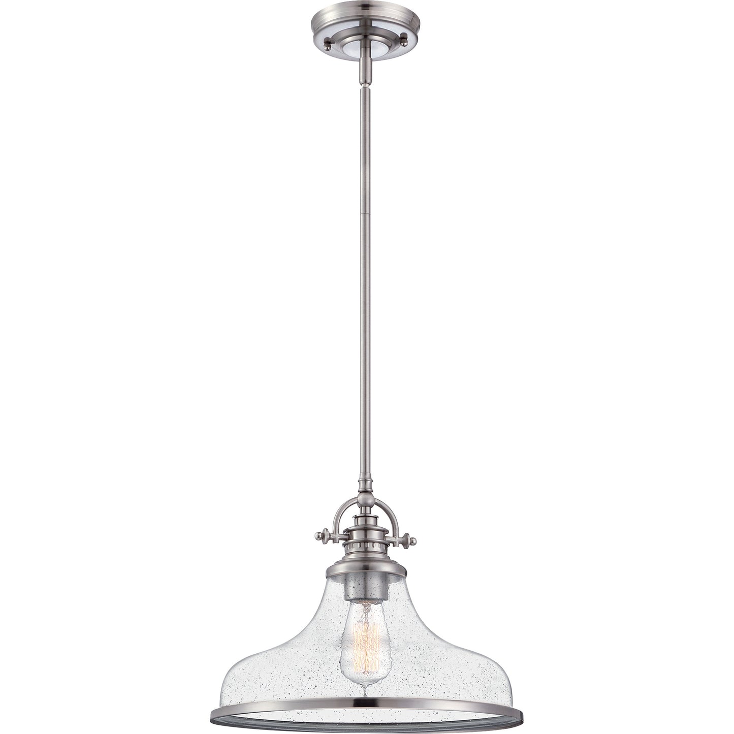 Quoizel Grant 1 Light Pendant, Brushed Nickel - GRTS2814BN