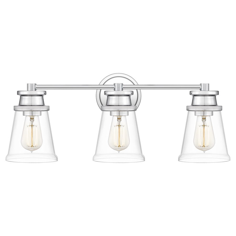 3 Light Bathroom Vanity Light, Polished Chrome