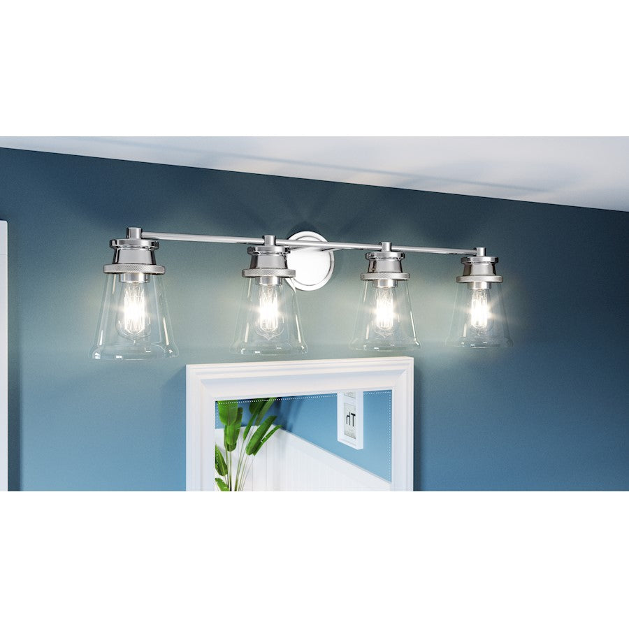 4 Light Bathroom Vanity Light, Polished Chrome