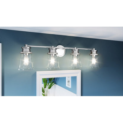 4 Light Bathroom Vanity Light, Polished Chrome