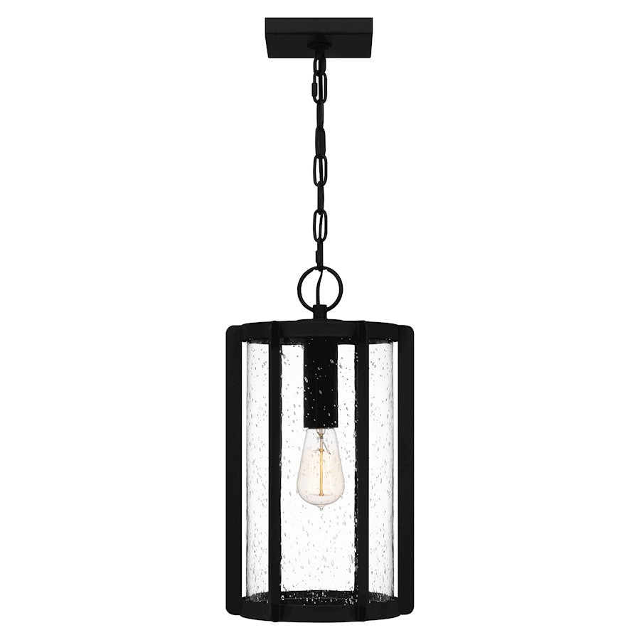 Quoizel Hazel 1 Light 17" Outdoor Lantern, Earth Black/Clear Seeded