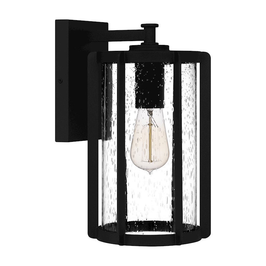 Quoizel Hazel 1 Light Outdoor Lantern, Earth Black/Clear Seeded