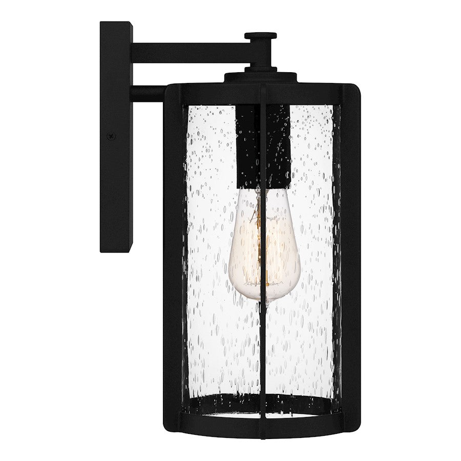 Quoizel Hazel 1 Light Outdoor Lantern, Earth Black/Clear Seeded