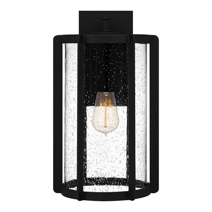 Quoizel Hazel 1 Light Outdoor Lantern, Earth Black/Clear Seeded