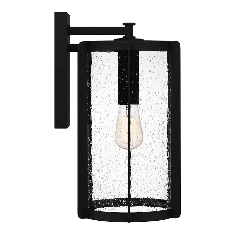 Quoizel Hazel 1 Light Outdoor Lantern, Earth Black/Clear Seeded