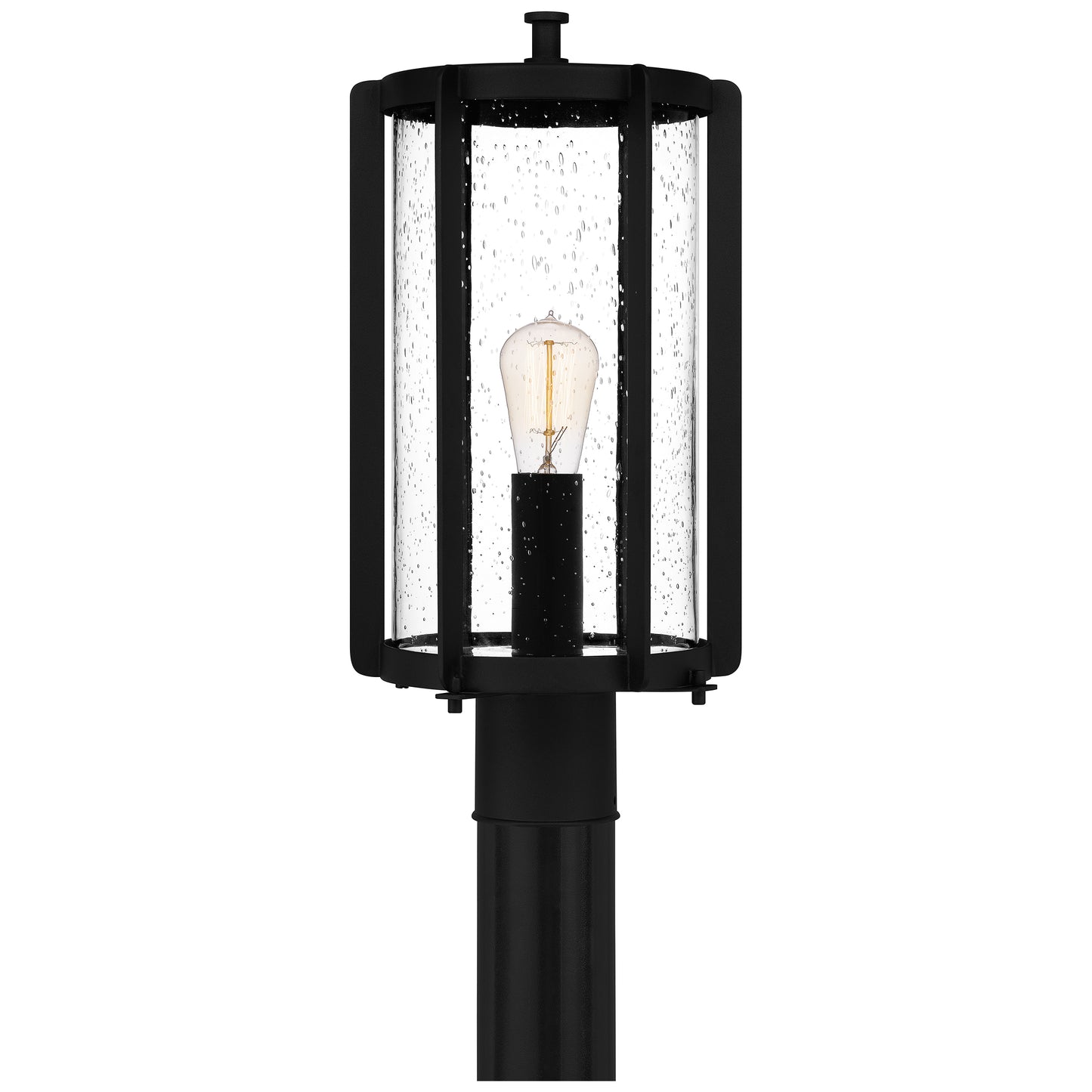 Quoizel Hazel 1 Light 18" Outdoor Lantern, Earth Black/Clear Seeded - HAZ9009EK