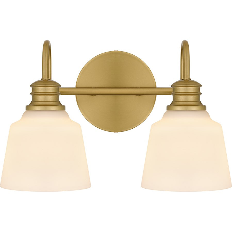 Quoizel Hinton 2 Light Bath Light, Aged Brass/Opal Etched - HIN8614AB