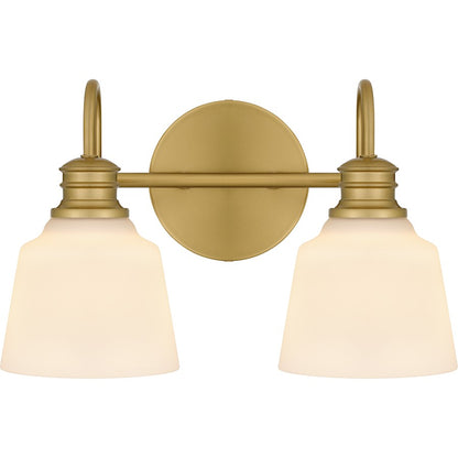 Quoizel Hinton 2 Light Bath Light, Aged Brass/Opal Etched - HIN8614AB